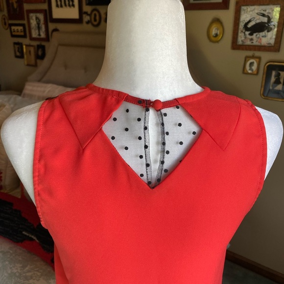 Sugarlips Red/Coral Top with Tulle Detail - Picture 5 of 11